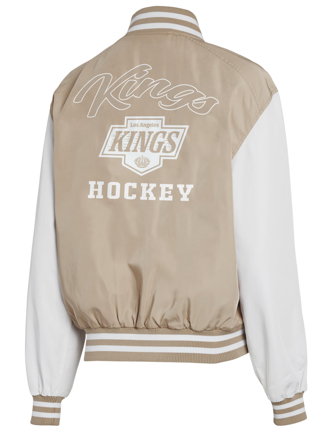 LA KINGS WEAR BY ERIN ANDREWS TAN TONAL FULL-ZIP BOMBER JACKET