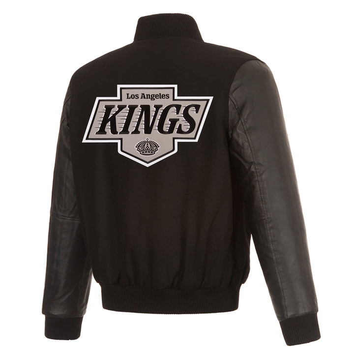 LA Kings JH Design Wool and Leather Black Sleeve Jacket