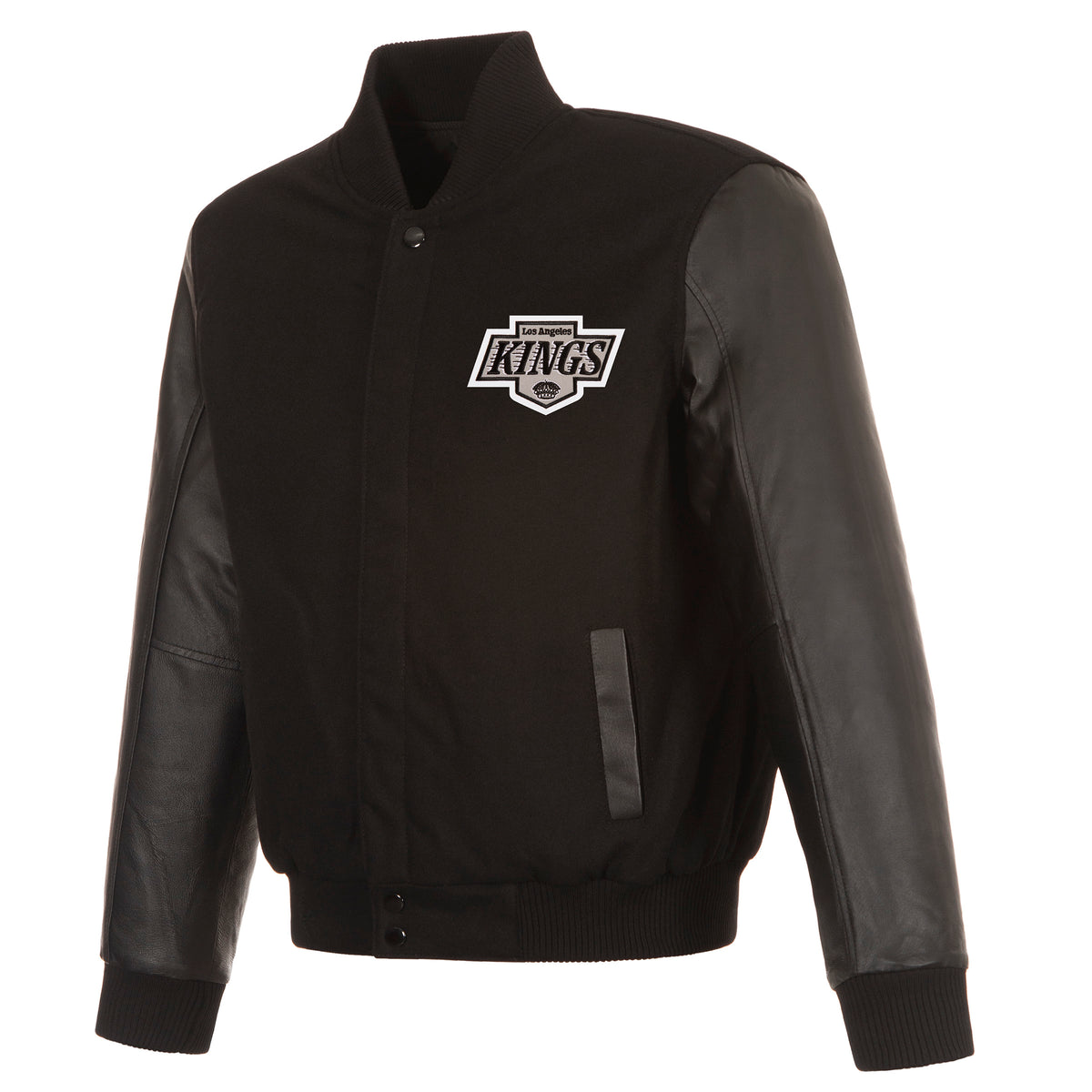 Kings JH Design Wool and Leather Black Sleeve Jacket