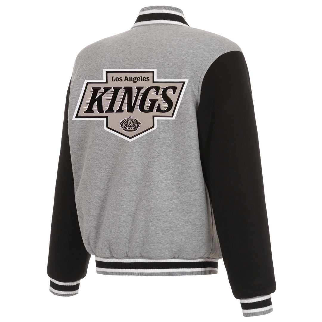 LA Kings JH Design Two-Tone Fleece Grey/Black Sleeve Reversible Jacket