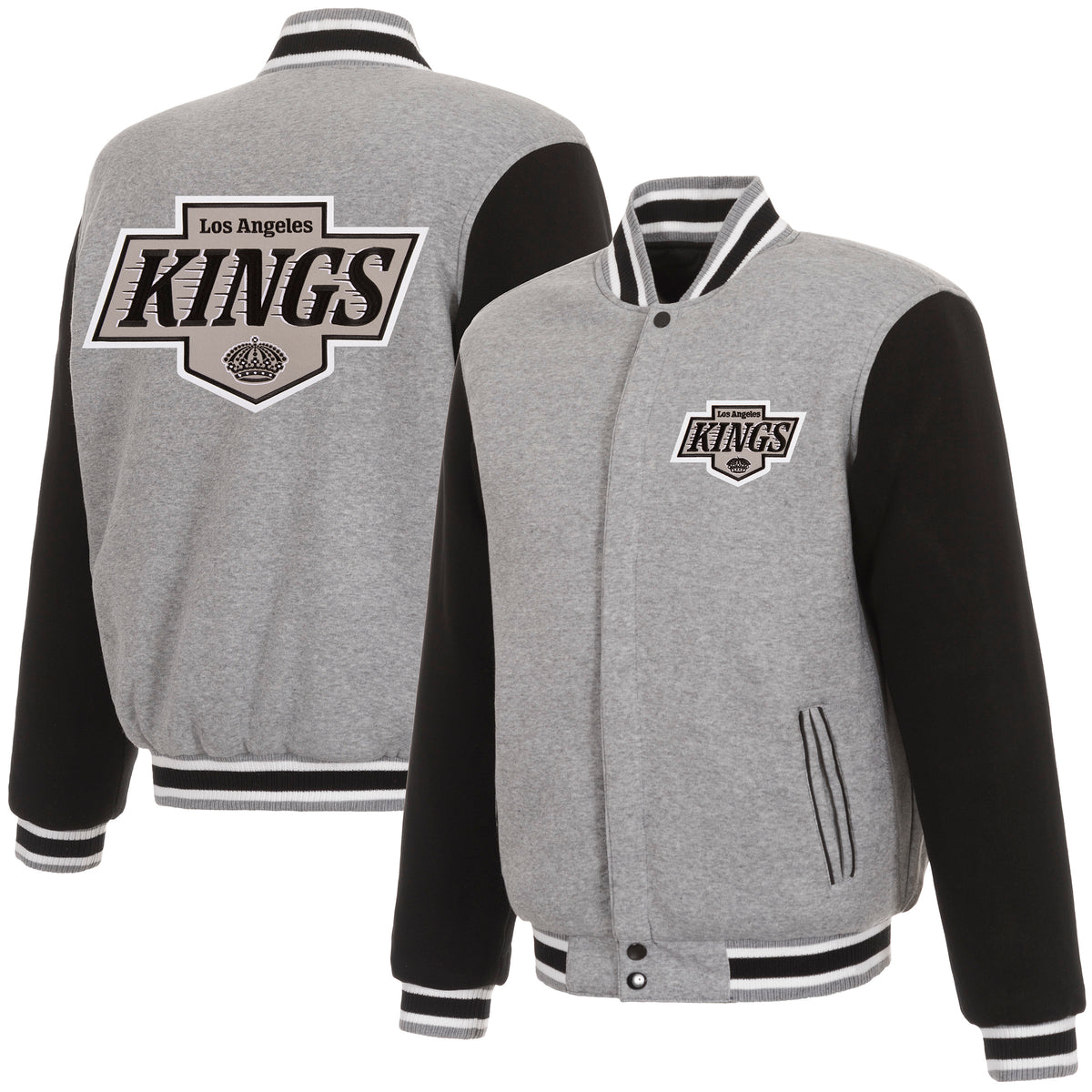 Kings JH Design Two-Tone Fleece Grey/Black Sleeve Reversible Jacket
