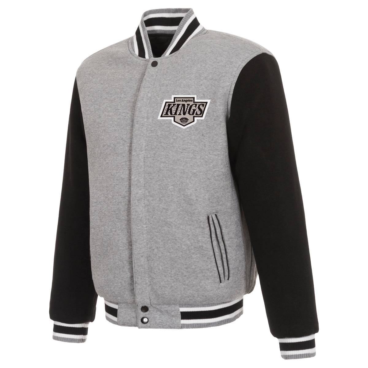 Kings JH Design Front Logo Two-Tone Fleece Grey/Black Sleeve Reversible Jacket