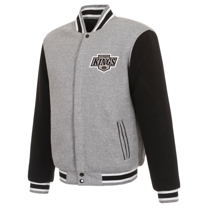 LA Kings JH Design Two-Tone Fleece Grey/Black Sleeve Reversible Jacket