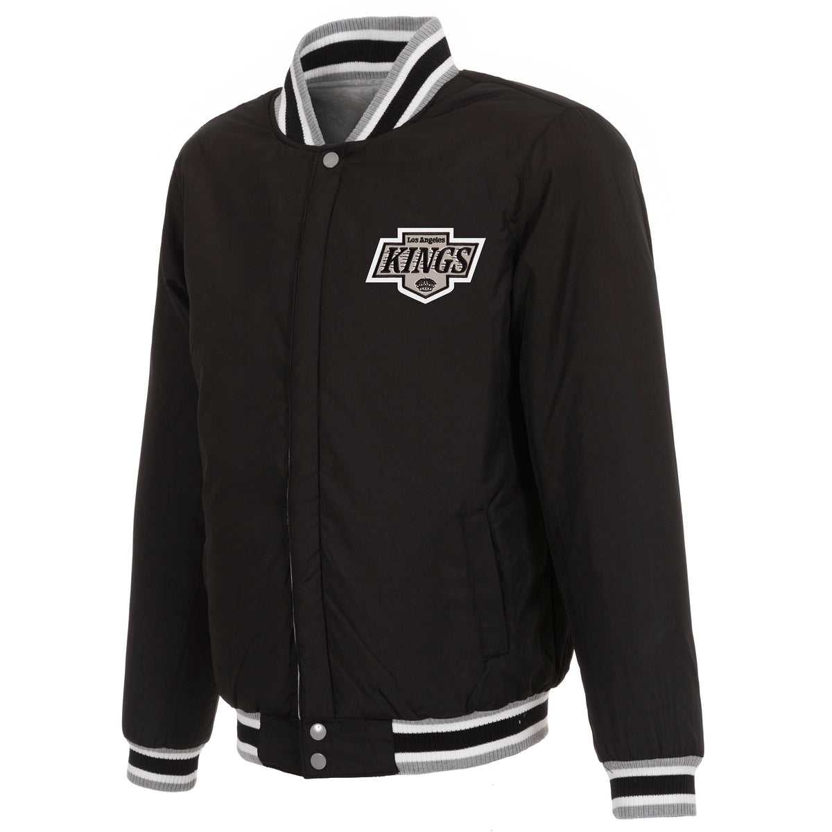 Kings JH Design Front Logo Two-Tone Fleece Grey/Black Sleeve Reversible Jacket