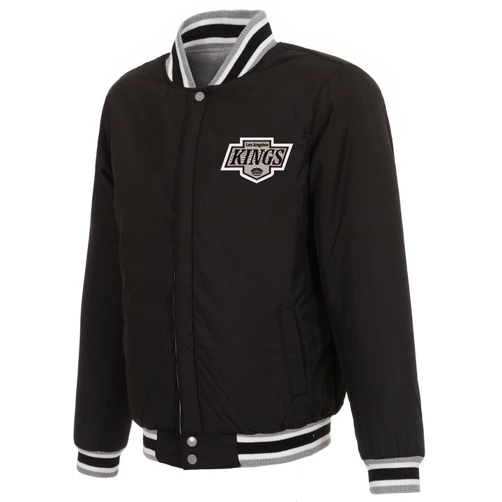 LA Kings JH Design Two-Tone Fleece Grey/Black Sleeve Reversible Jacket