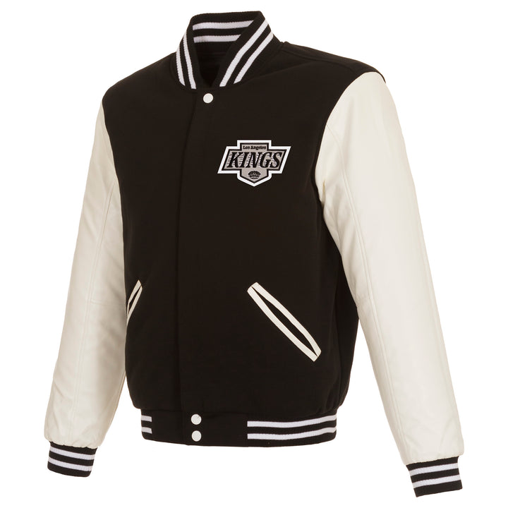 LA Kings JH Design Front Logo Fleece Reversible Black/White Jacket