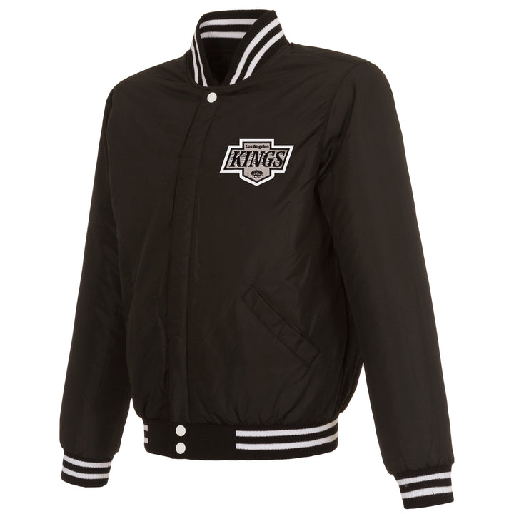 LA Kings JH Design Front Logo Fleece Reversible Black/White Jacket