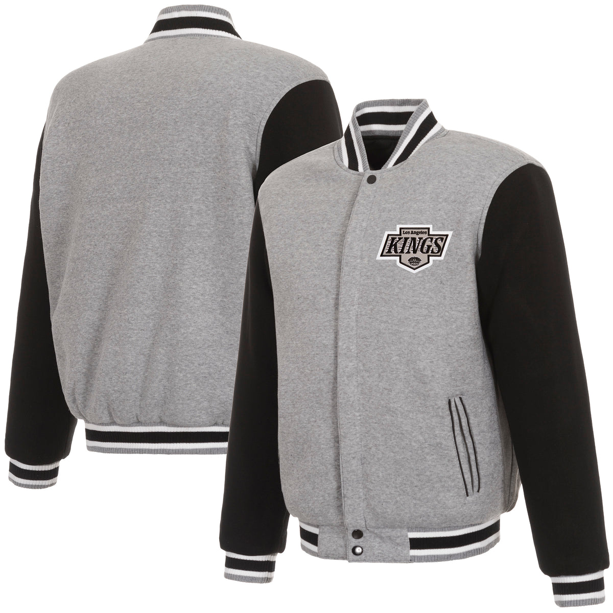 Kings JH Design Front Logo Two-Tone Fleece Grey/Black Sleeve Reversible Jacket