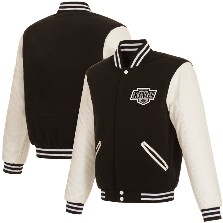 LA Kings JH Design Front Logo Fleece Reversible Black/White Jacket