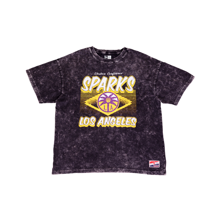 LA Sparks New Era Black Women's Acid Washed Oversize T-Shirt