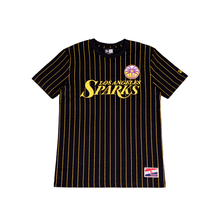 LA Sparks New Era Black Pinstripe Wordmark T-Shirt