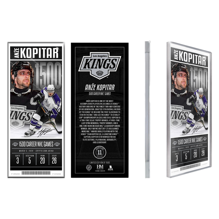 Kings Kopitar 1500 Games Commemorative Ticket