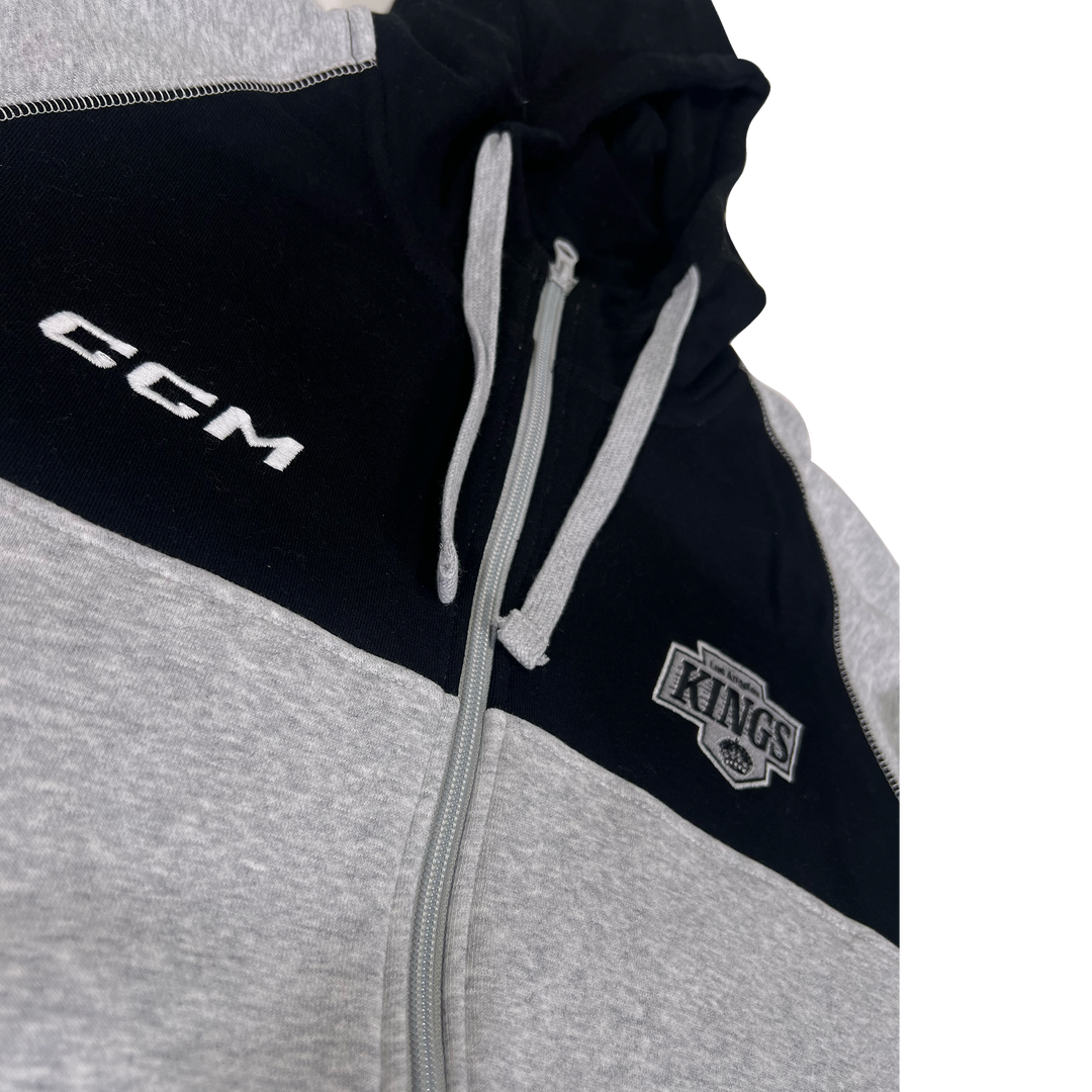 LA Kings CCM Grey Badge Logo Full Zip Hoodie