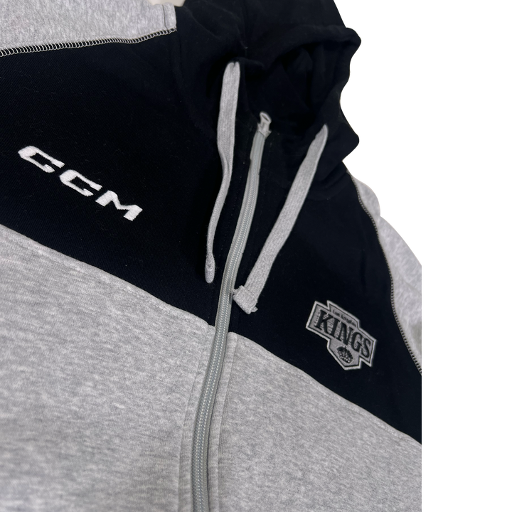 LA Kings CCM Grey Badge Logo Full Zip Hoodie