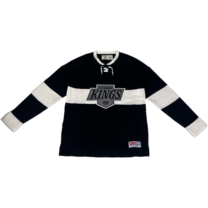 LA Kings CCM Black Grey Heritage Laced Sweater