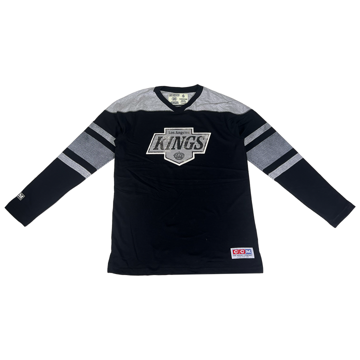 LA Kings CCM Black Grey Heritage Logo Long Sleeve Crewneck