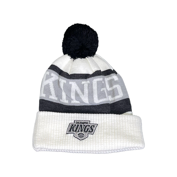 LA Kings CCM Chevy Logo White Knit Pom Beanie