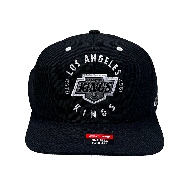 LA Kings CCM Shield Logo Black Flat Brim Snapback Hat