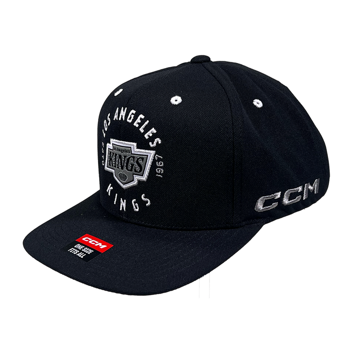 LA Kings CCM Shield Logo Black Flat Brim Snapback Hat