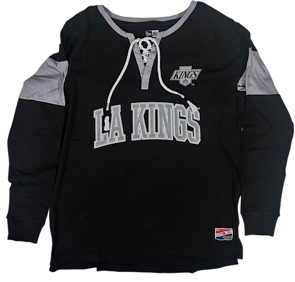 Kings Womens New Era Black/ Grey V-Neck Tie Long Sleeve T-Shirt