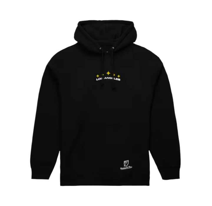 LA GALAXY 2024 CULTURE KINGS MITCHELL & NESS 96 LA SPRAYPAINT BLACK HOODIE