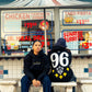 LA GALAXY 2024 CULTURE KINGS MITCHELL & NESS 96 LA SPRAYPAINT BLACK HOODIE