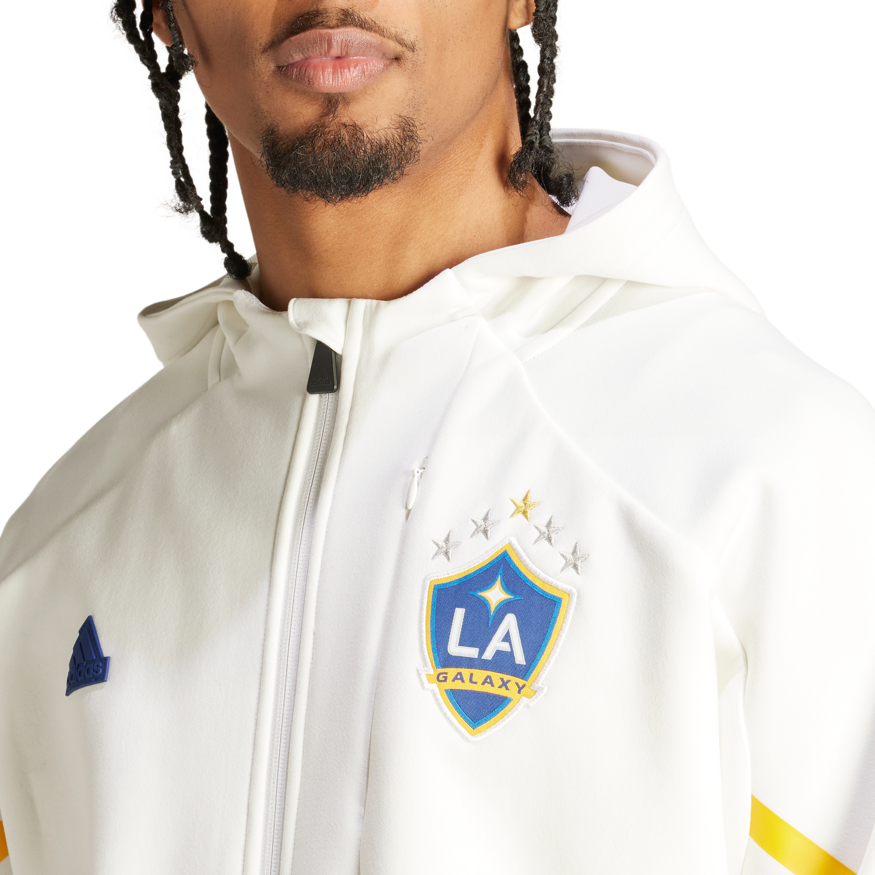 LA Galaxy adidas Angeleno Anthem White Full Zip Jacket