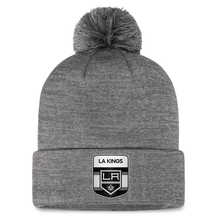 LA Kings Fanatics Authentic Prom Home Light Grey Ice Beanie with Pom