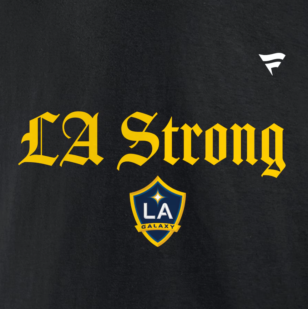 LA GALAXY 2025 FANATICS LA STRONG BLACK T-SHIRT