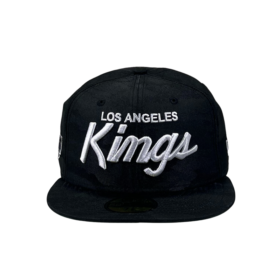 LA Kings 5950 Script w/ Side Hit Black Fitted Hat