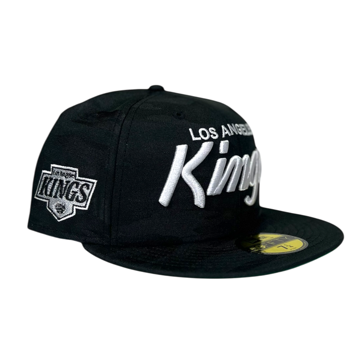 LA Kings 5950 Script w/ Side Hit Black Fitted Hat