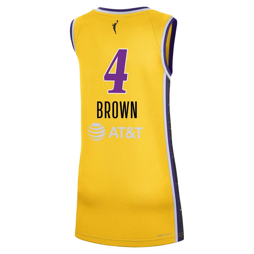 LA SPARKS LEXIE BROWN NIKE GOLD 2024 REBEL EDITION JERSEY