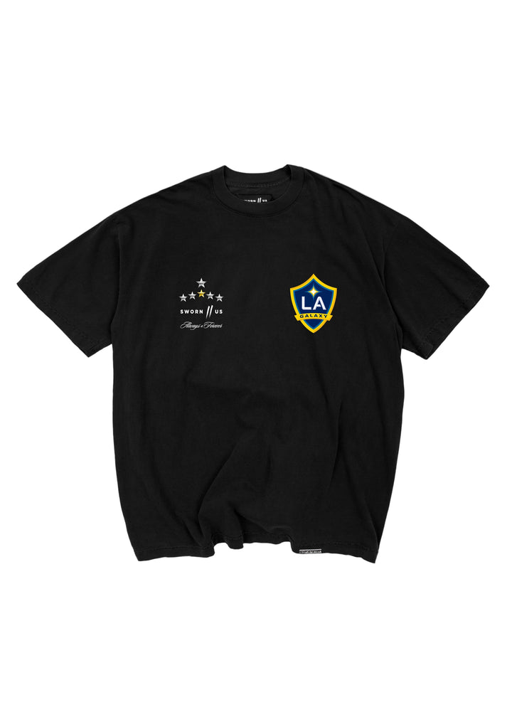 LA Galaxy Men's Sworn To Us 6 Rings Short Sleeve Tee - Black