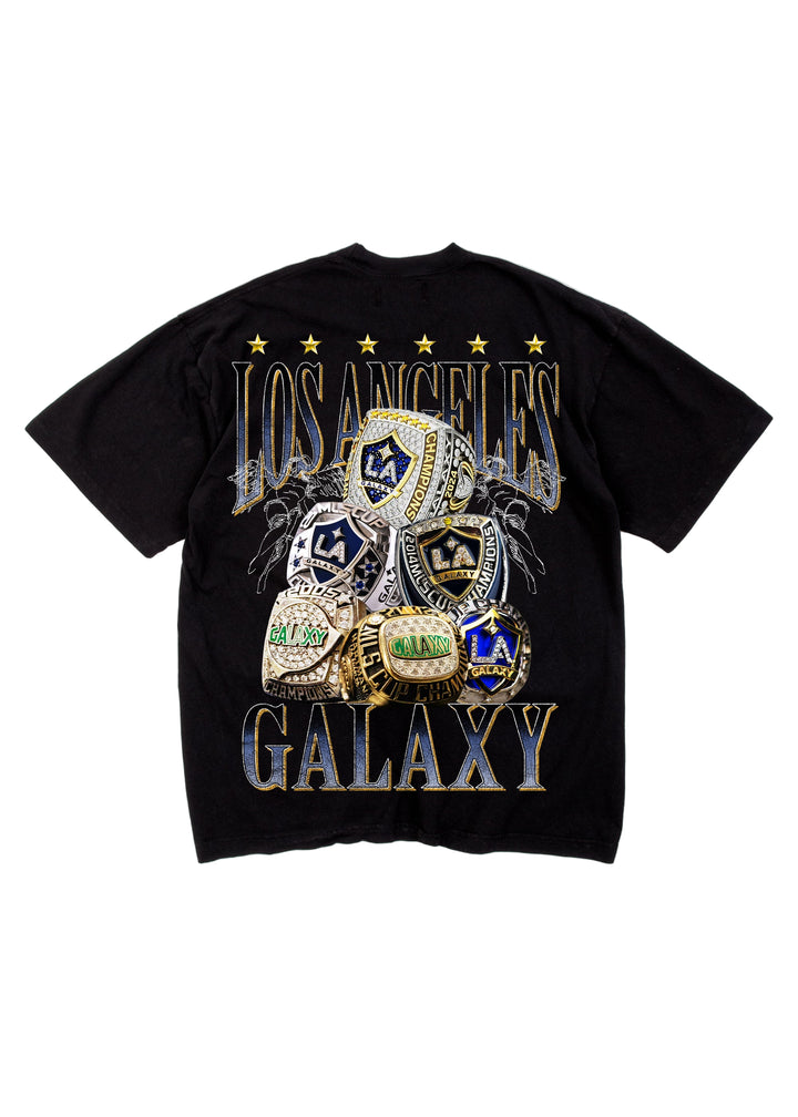 LA Galaxy Men's Sworn To Us 6 Rings Short Sleeve Tee - Black