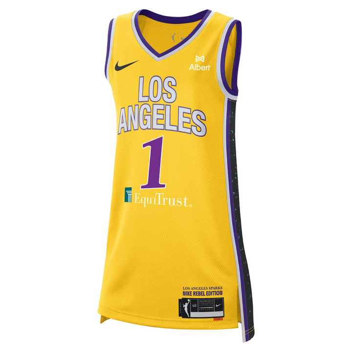 LA SPARKS SANIA FEAGIN NIKE GOLD REBEL EDITION JERSEY