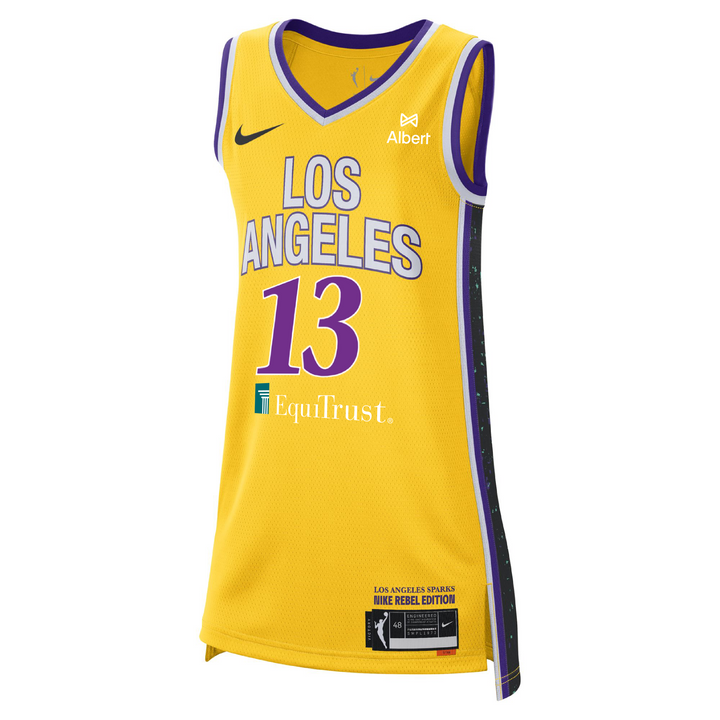 LA SPARKS SARAH ASHLEE BARKER NIKE GOLD REBEL EDITION JERSEY