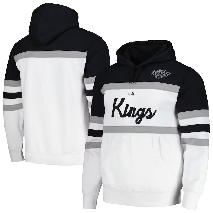 LA Kings Mitchell & Ness Head Coach Chevy Logo Black and White Hoodie
