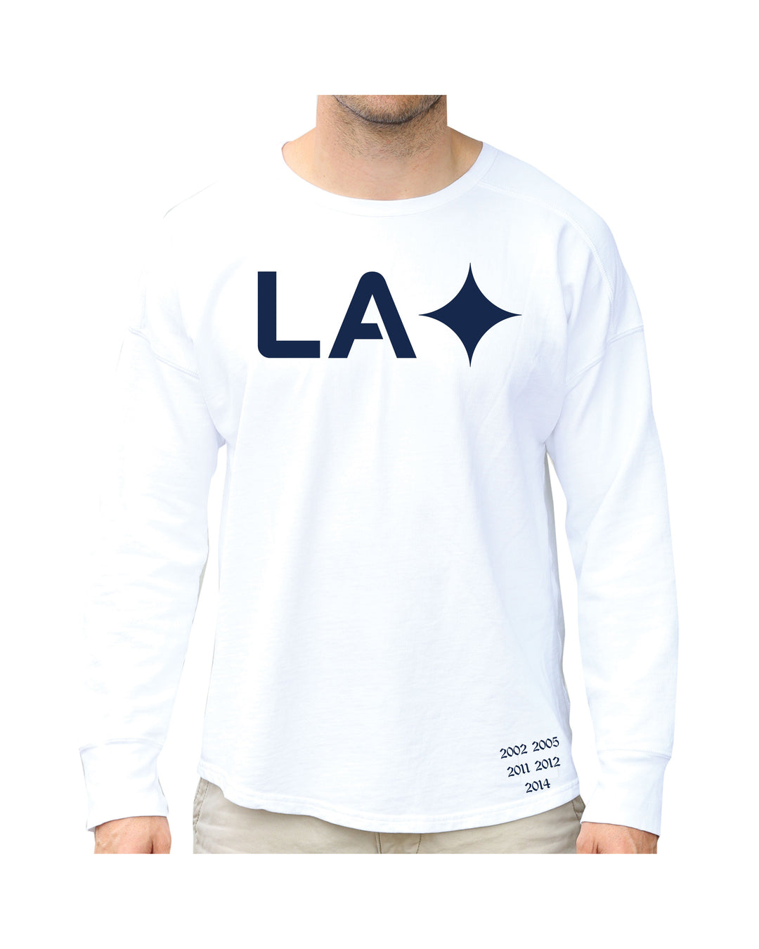 LA Galaxy Original Retro White Long Sleeve Quasar Puffer T-Shirt